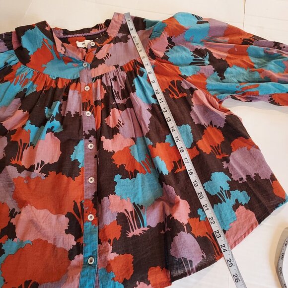 Anthropologie  Porridge Floral Puff Sleeve Button Down Top Size 1X NWOT - Picture 5 of 8